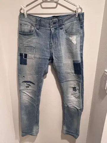 BAYFLOW 데님 데미지 가공 데님 리페어 패치워크 청바지