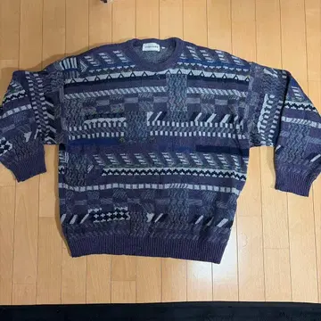 STAR GAME 기하학 패턴 니트 스웨터 구제 의류