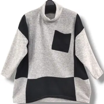 튜닉 배색 바이컬러 라이트 그레이 상의 풀오버 모드 스타일