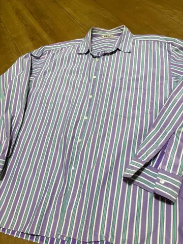 AURALEE 오라리 스트라이프 셔츠 4 퍼플 코튼