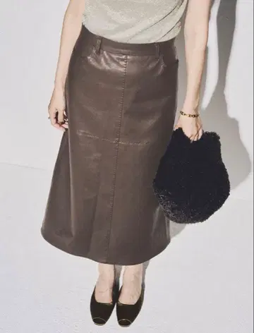 IENA 가죽 라이크 트라페즈 스커트 36