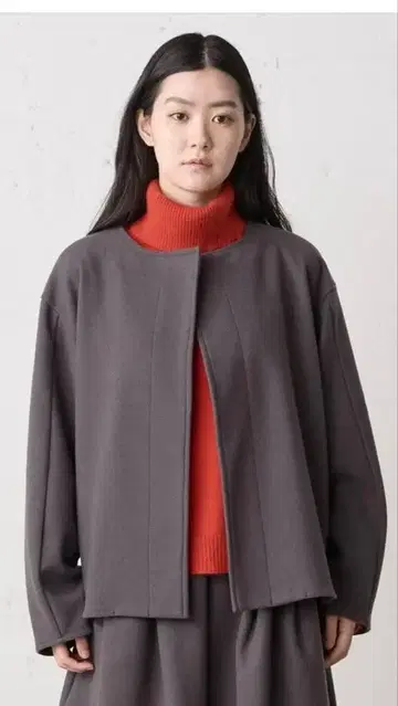 midiumi 플란넬 터치 노카라 자켓 네이비