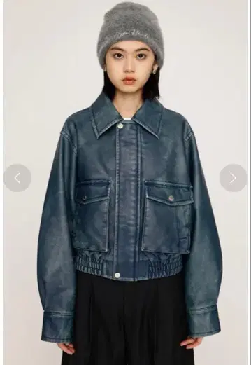 AGING F/LEATHER FLIGHT 자켓 (BLU)