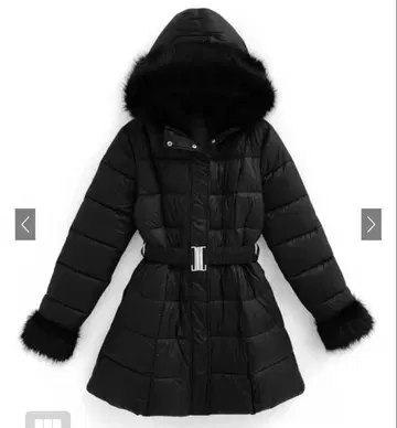 벨트 포함 퍼 A라인 다운 코트 [kd79]