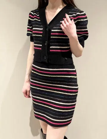 스나이델 세퍼레이트 셋업 보더 니트 원피스