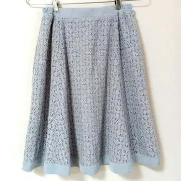 레이스 편직 플레어 스커트 라이트 블루 리버서블 허리밴딩 스타일리시