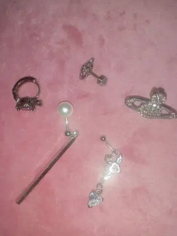 실버 한쪽 귀용 귀걸이 5세트 [ 16G ] [ 18G ]