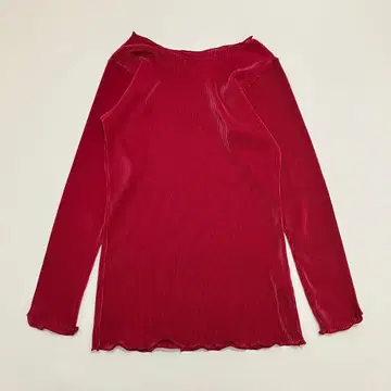 Adam&eve 멜로우 락 플리츠 티셔츠 일본제 M 와인 레드