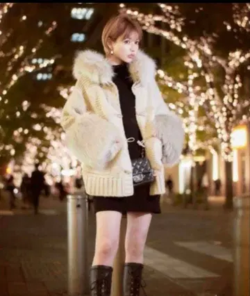 Rady 퍼 달린 니트 더플 코트 베이지