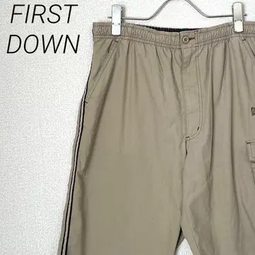 FIRST DOWN 하프 팬츠 카고 팬츠 포켓 부착 로고 자수 빅