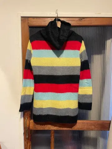 JUNKO SHIMADA 스트라이프 모헤어 하이넥 니트