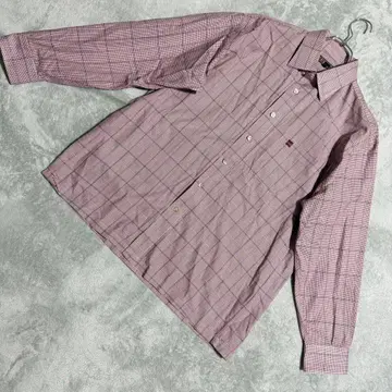 DAKS LONDON 체크 무늬 긴팔 셔츠 로고 자수 남성용 L 일본제