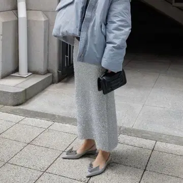 machatt 글리터 라메 니트 스커트 (실버)