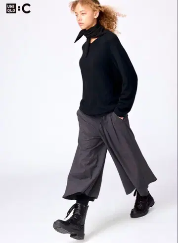 유니클로 [ UNIQLO:C ] 큐롯 보통 기장 다크 그레이 L