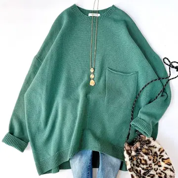 새상품급 맥피 라이트 울 크루넥 니트 풀오버 그린 S 최근