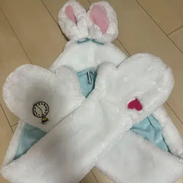 앨리스 토끼 머플러 팬캡 화이트