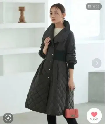 다크 그레이 퀼팅 롱 다운 자켓 M/L