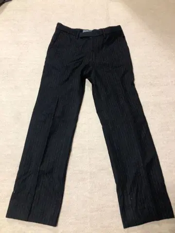 BLUE BLUE JAPAN 스트라이프 블랙 울 트라우저 S