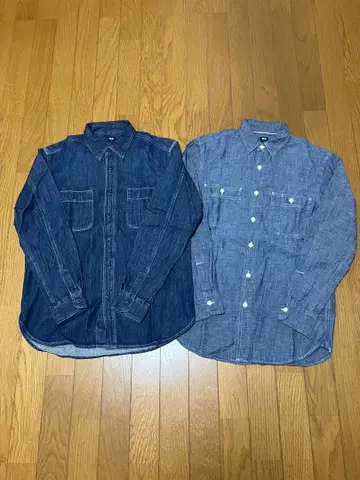 유니클로 데님 워크 셔츠 샴브레이 워크 셔츠 S 2개 세트