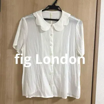 미사용 [ fig London ] 화이트 카라 부착 반팔 셔츠