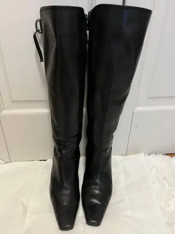 MELMO 멜모 가죽 롱 부츠 중간 굽 블랙 24.5