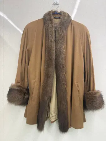 BISOGNI 브라운 퍼 캐시미어 코트