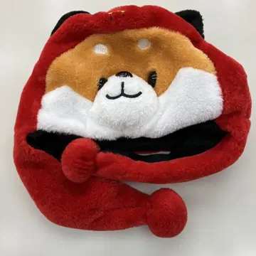 강아지 얼굴 플리스 빨간 베코 모자