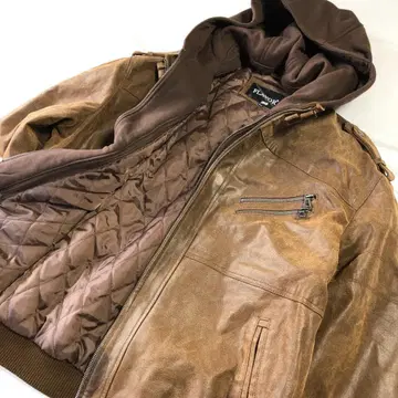 FLAVOR 빅 사이즈 2way 빅 사이즈 가죽 자켓 후드티