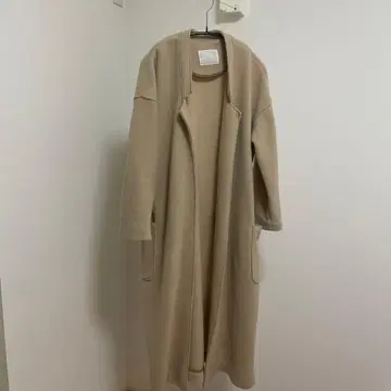 iki 울 혼방 체스터 코트 카멜 베이지 롱 코트 보아