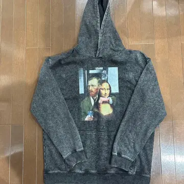 아트 프린트 빈티지풍 가공 후드티 XL