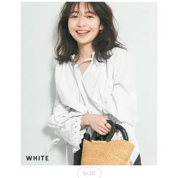 베이스먼트 자수 슬리브 블라우스 화이트 긴팔