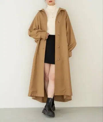 [ 미사용 새상품 택 포함 ] 스탠드 카라 롱 코트 카멜 S