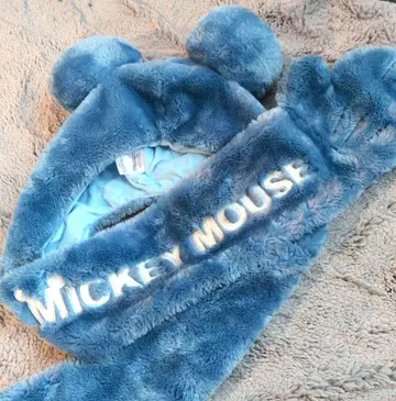디즈니 미키마우스 귀 포함 머플러 블루 복슬복슬 방한 겨울 잡화