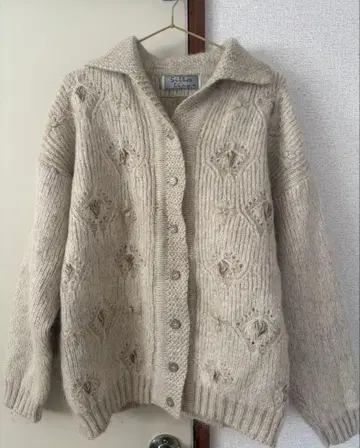 니트 가디건 아이보리 빈티지