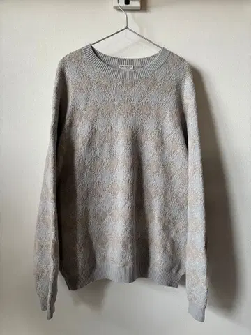 BEAUTY&YOUTH 그레이 다이아몬드 패턴 스웨터