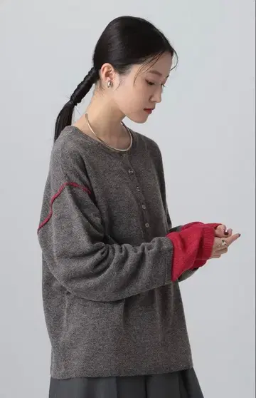 [이번 시즌 신상] 12게이지 헨리 레이어 풀오버 차콜 x 레드