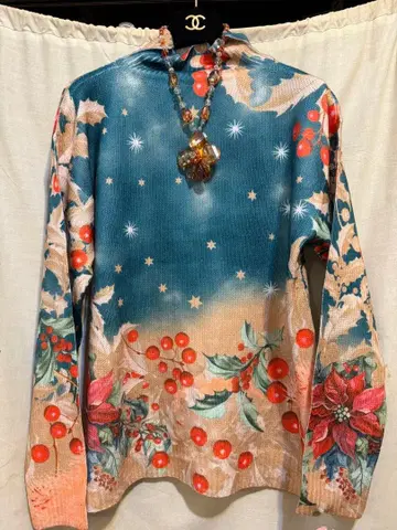 미사용 고급 크리스마스 패턴 스웨터