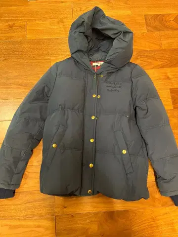 TOMMY 후드 부착 다운 자켓 네이비