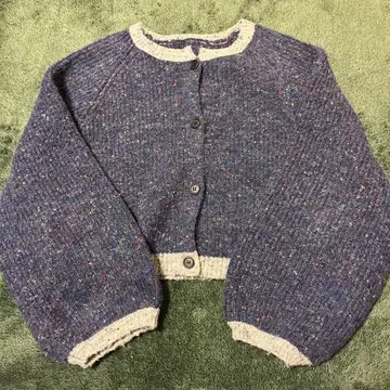 네이비 계열 니트 가디건 벌룬 슬리브