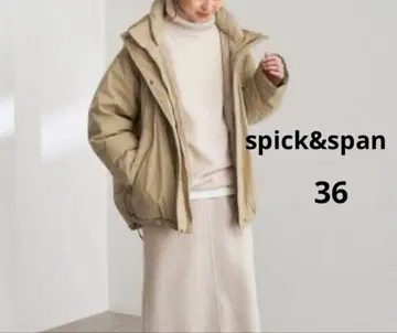 미사용품 Spick and Span 발수 후디드 다운 베이지 36s