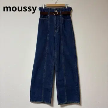 moussy 와이드 레그 데님 팬츠 하이웨스트 다크 네이비 적청