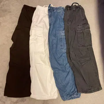 GU 카고 팬츠 묶음 판매 브라운, 화이트, 파랑, 블랙
