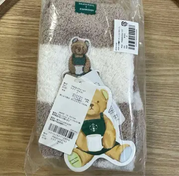 파우더 베어 자수 보더삭스 모카 베이지 젤라피케 스벅