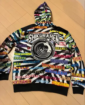 SHIKURAMEN 시클라멘 컬러풀 로고 후드 부착 후드티