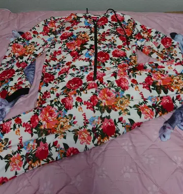 꽃무늬 집업 후드티 셋업