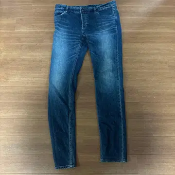 다크 블루 슬림 핏 데님 팬츠