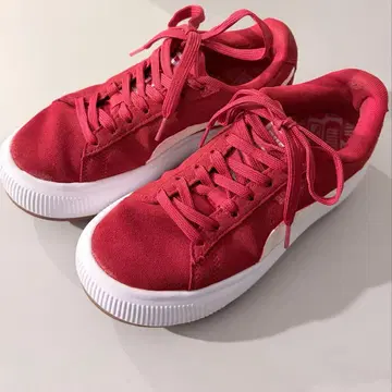 PUMA 푸마 스웨이드 마유 스니커즈 레드 빨간색 22.5cm 통굽