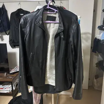 EDIRICE 블랙 가죽 싱글 라이더 자켓