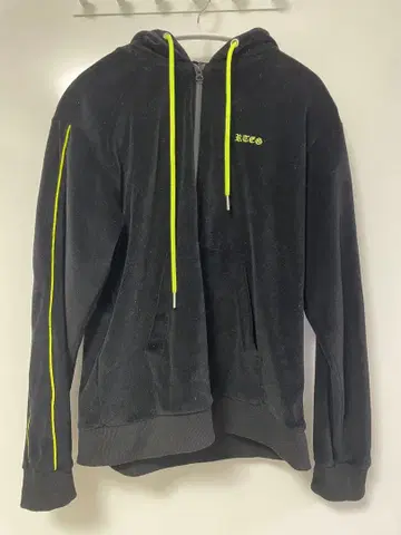 RTEG 풀 집업 후드티 M 블랙/형광 노랑
