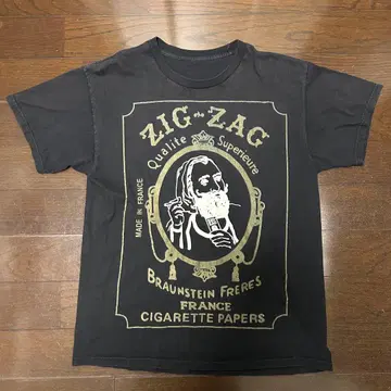 ZIG-ZAG 지그재그 T셔츠 흑먹색 프린트 디자인 최고 L 상당
